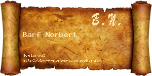 Barf Norbert névjegykártya